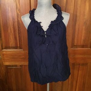 J Crew Navy Ruffle Tank